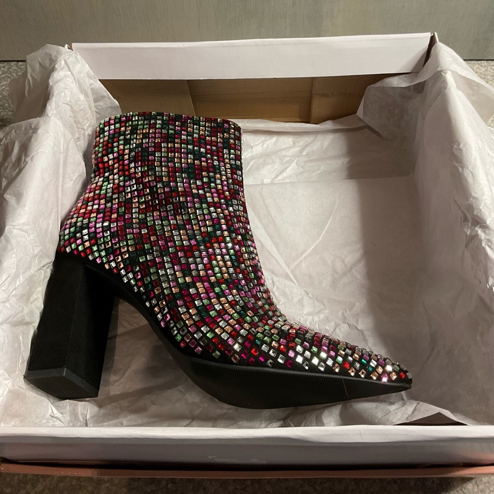 Wild Pair Ingrid Multi-Color Rhinestone Bling Ankle Booties - NIB - Size 8 - Picture 13 of 16